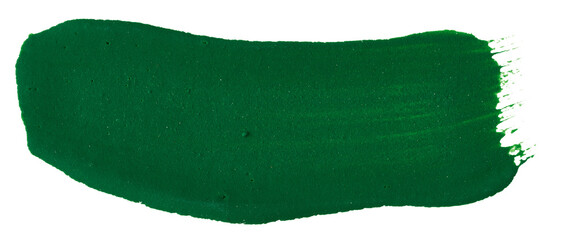 Watercolor brush stroke of green paint, on a white isolated background
