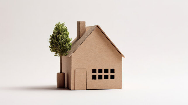 Green Architecture in Paper Craft: Eco-Friendly House Stock Imagery