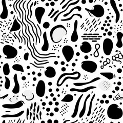 Fototapeta premium Trendy abstract organic lines patterns with dots and squiggle texture on white background