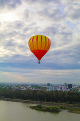 Fototapeta na wymiar Colorful hot air balloons at sunset