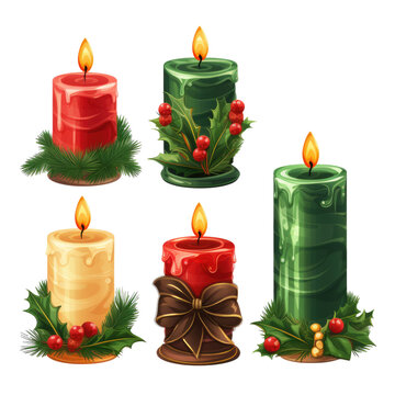 Set of christmas candles, png