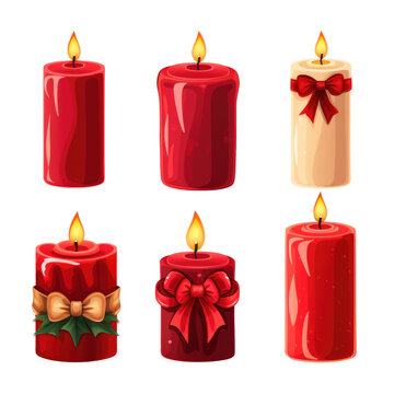 Set of christmas candles, png
