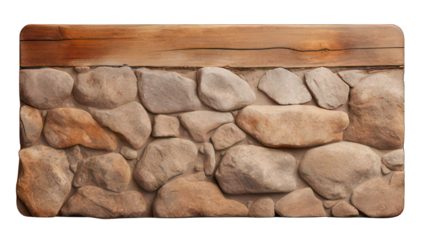 Stone board with wooden beam isolated on white created with Generative AI