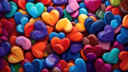 Fototapeta na wymiar 3d render of colorful hearts background. Valentines day concept. Love concept with a space for a text. Valentine day concept with a copy space.