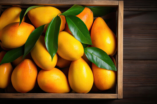 Fresh Mango: Healthy and Sweet Tropical Delight on Wooden Table