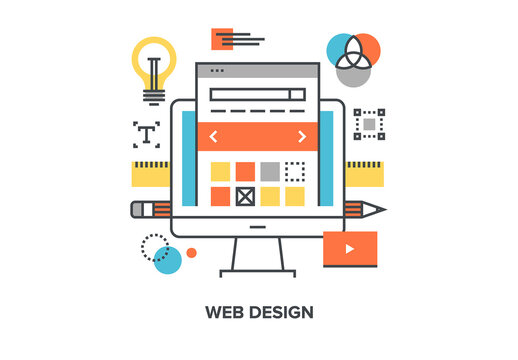 Vector illustration of web design flat line concept.
