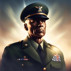An american military man in a uniform - obrazy, fototapety, plakaty