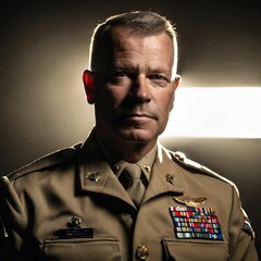 An american military man in a uniform - obrazy, fototapety, plakaty