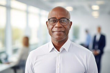 Fototapeta premium business businessman office mature middle aged meeting man portrait corporate manager smiling black businessperson generative ai