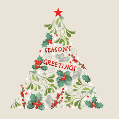 Christmas card, season's greetings, Christmas tree