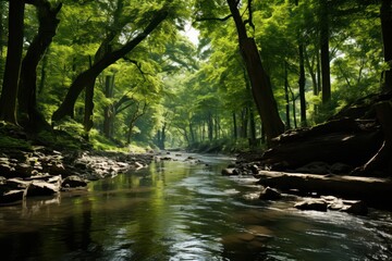 Serene Journey Through the Enchanting, Verdant Forest Generative AI