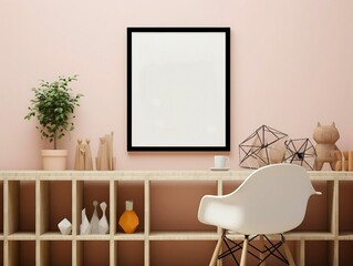 Poster template, room poster,  room with chairs