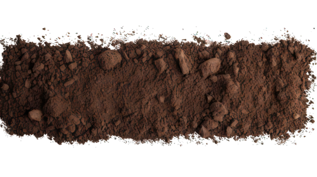 Dark soil surface in rectangle form isolated on white created with Generative AI