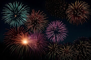 A fireworks explosion in a dark night sky.