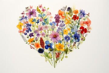 heart made of colorful flowers.