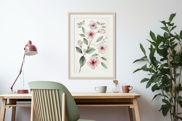 Poster mockup, poster in the room, frame on the wall, interior of a room