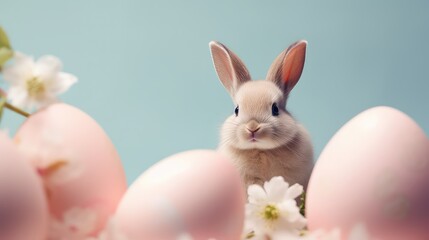 Naklejka na ściany i meble easter bunny surrounded by eggs