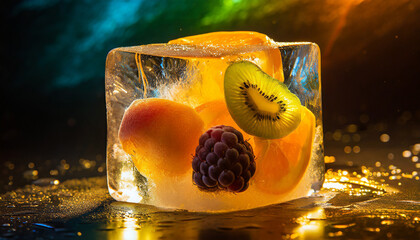 cubes with fruits