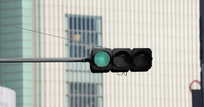 Traffic Light. Green Yellow Red Lights. Tokyo, Japan