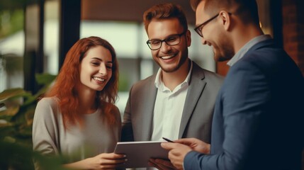 Millennial Couple Receiving Keys from Realtor: Embracing New Homeownership. Generative ai