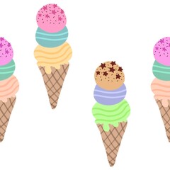 Cartoon seamless ice cream pattern for wrapping paper and fabrics and linens and kids clothes print