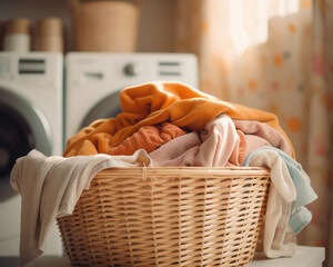 Laundry Routine with Basket and Washing Machine