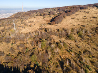 Aerial Autumn view of Vitosha Mountain, Bulgaria
