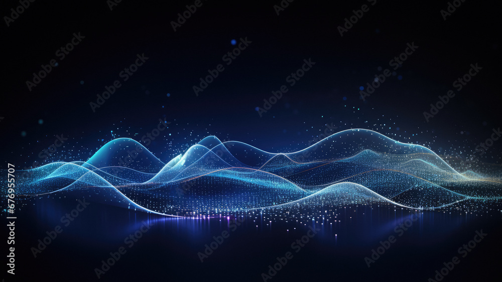 Canvas Prints digital technology landscape with chart wave