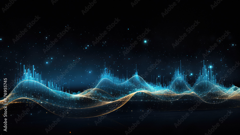 Canvas Prints digital technology landscape with chart wave