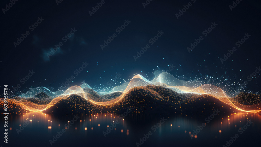 Canvas Prints digital technology landscape with chart wave
