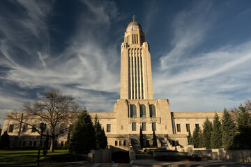 State Capitol Building at sunset; Lincoln, Nebraska - 676955717