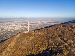 Aerial Autumn view of Vitosha Mountain, Bulgaria