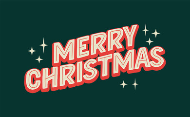 Merry Christmas lettering. Vector typography design. Greeting card.