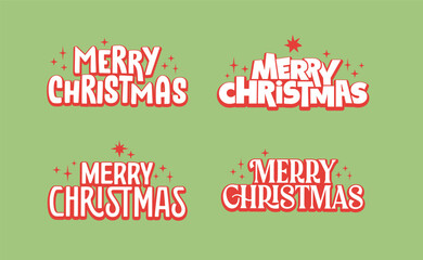 Merry christmas lettering design. Xmas logo. Typographic illustration for holidays greeting card.