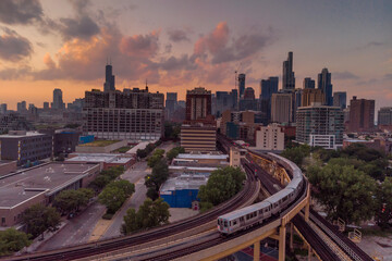 Chicago El Tracks From Above - obrazy, fototapety, plakaty