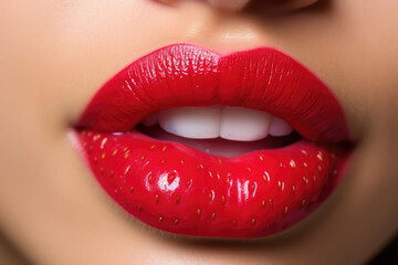 Obraz premium strawberry lips. 