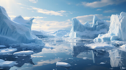 arctic landscape, iceberg and ocean - obrazy, fototapety, plakaty