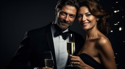 beautiful couple at a champagne party