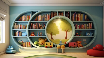 A library with a dedicated area for children's picture books.