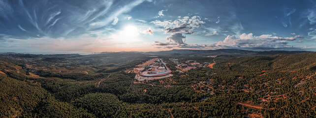 racetrack south of France panoramic large aerial view sunset