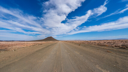 Scenic drive along a gravel road in South Namibia