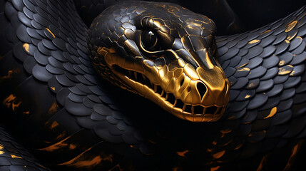 cobra negra arte dourada 