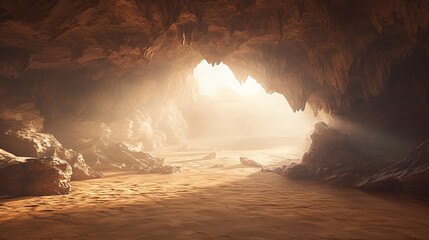 luz celestial entrando na caverna 