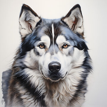 Siberian Husky Artistic Style Painting Drawing Illustration Dog Artwork