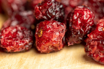 Dried red cranberries with sugar syrup