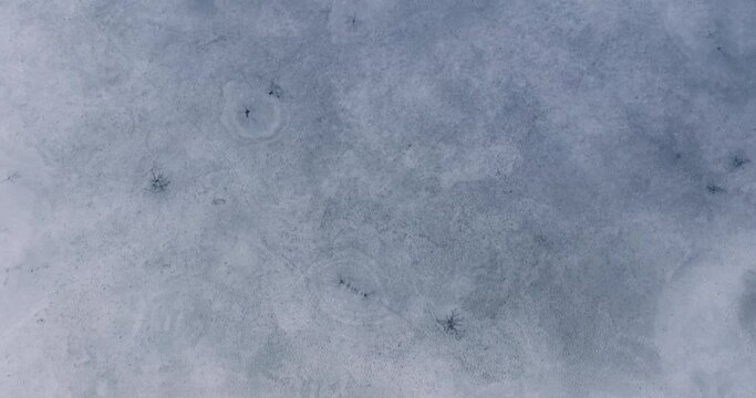 Aerial Drone Footage of Frozen Langesetvatnet Lake, Norway &ndash; Ice Patterns on the Surface