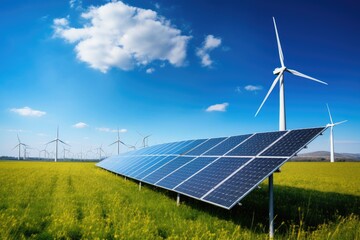 Harmony in Motion: Windmills and Solar Panels Transforming Meadows into Clean Energy Havens