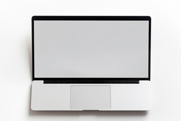 a high-end laptop view on a clean white background. Leave space on the screen for adding custom graphics or text.