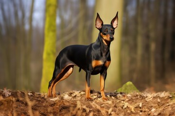 Manchester Terrier Dog - Portraits of AKC Approved Canine Breeds - obrazy, fototapety, plakaty