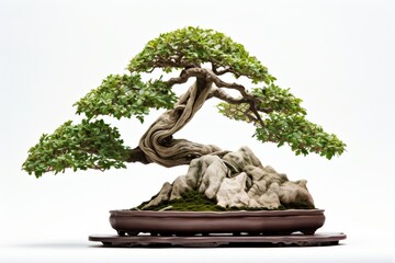 How does the pristine simplicity of a white background enhance the visual impact of your bonsai tree?